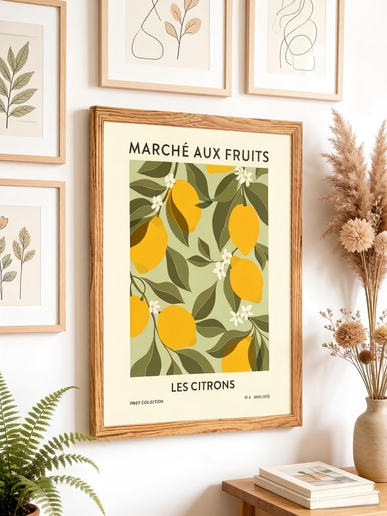 Fruit Market Vintage Lemon Kitchen Framed Canvas Wall Art 16x24in