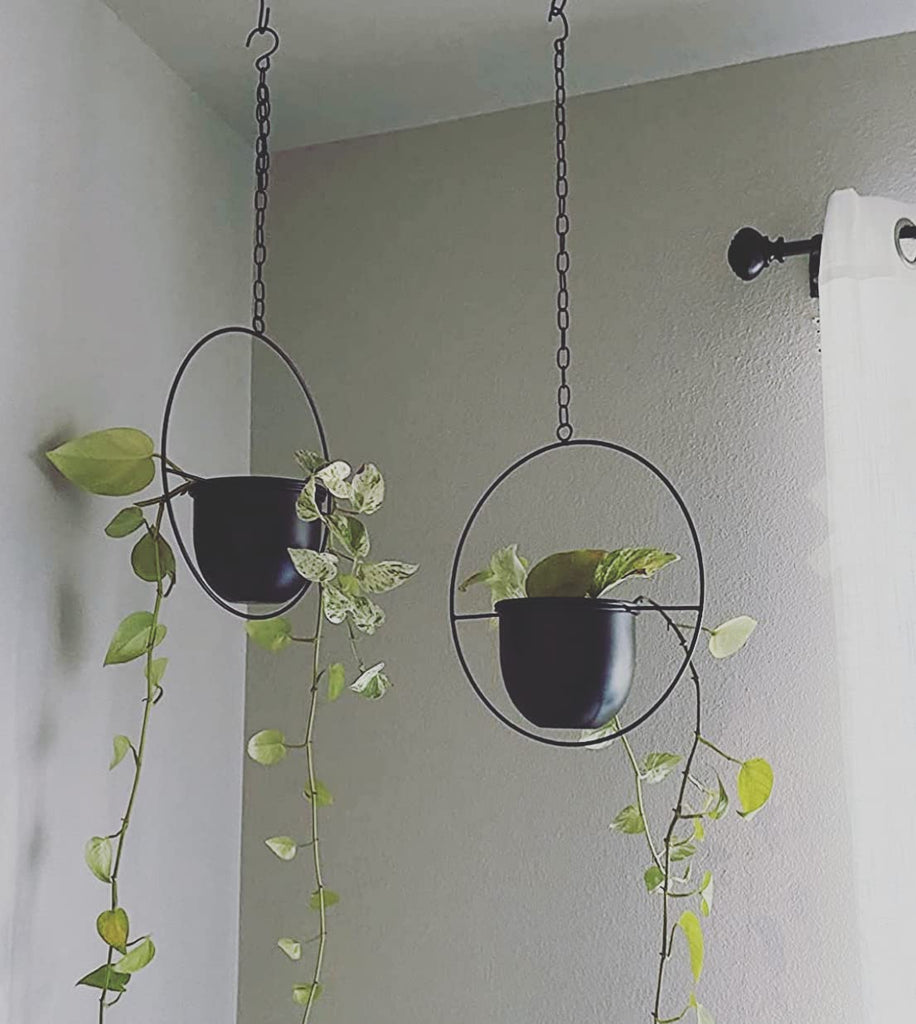 2 Pack Hanging Planter with 5.5" Pot, Metal Hanging Plant Holder