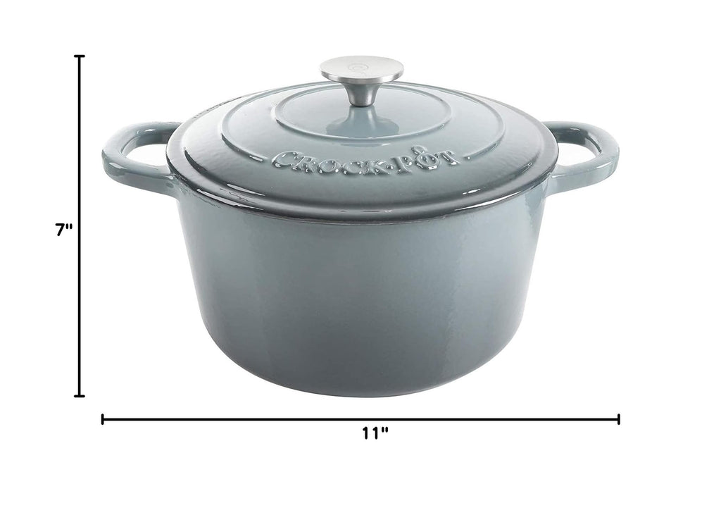 Artisan 7-Quart Round Enameled Cast Iron Dutch Oven - Slate Gray, Heavy-Duty Cookware for Slow Cooking, Baking