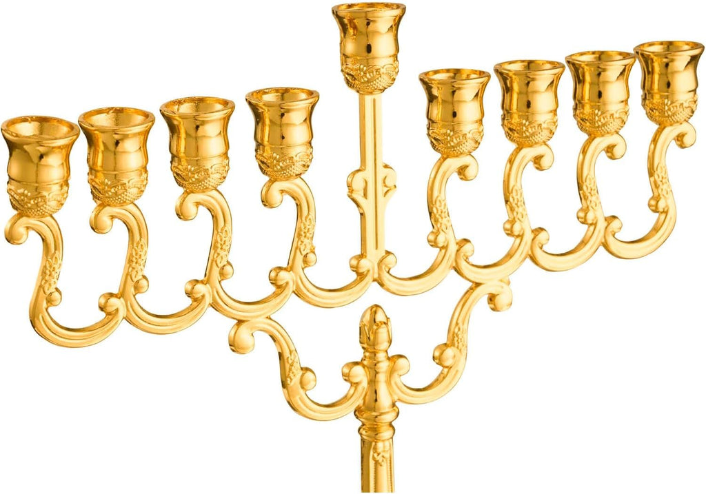 ‌9 Branch Gold Hanukkah Candle Holder Jewish Menorahs