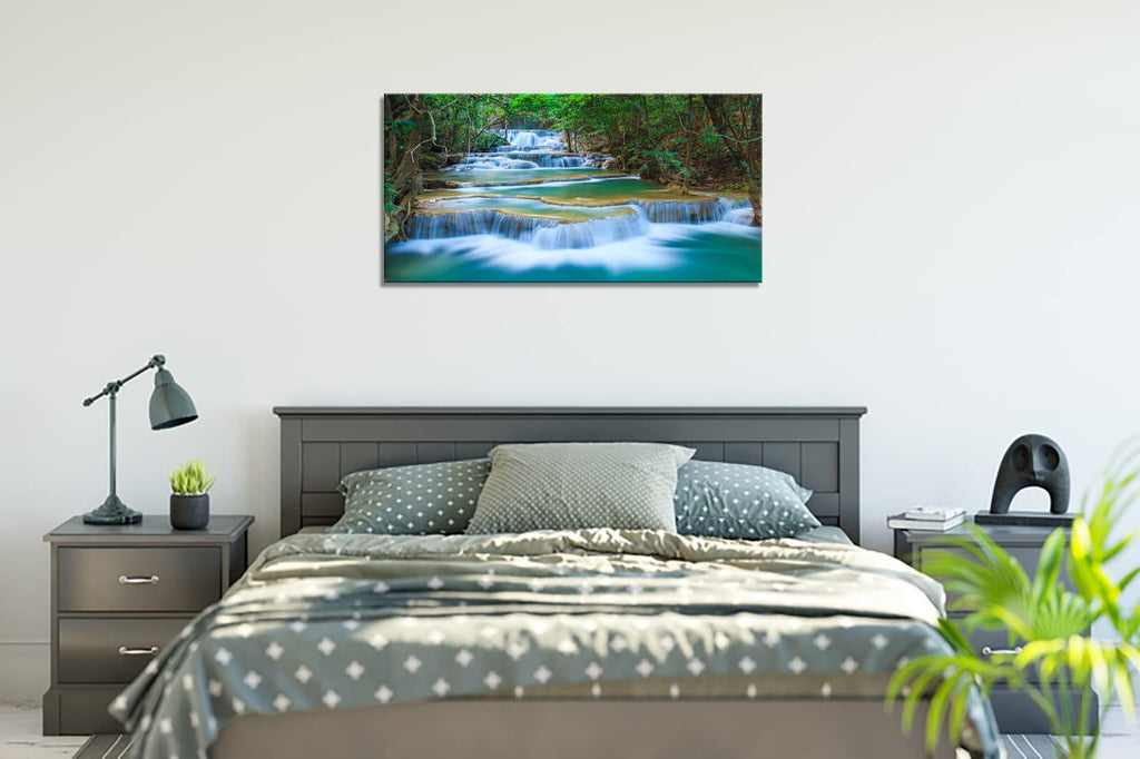 Canvas Prints Wall Art Forest Waterfall Landscape Forest Scenery Painting Nature Wilderness Photography