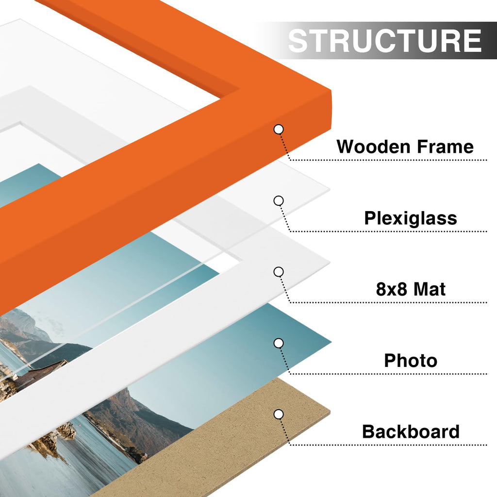 12x12 Picture Frames Set of 9 for Wall Mounting, Orange