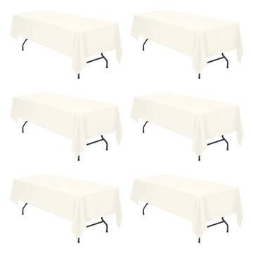 6 Pack Ivory Tablecloths 60x126 Inch for 8ft Rectangle Tables