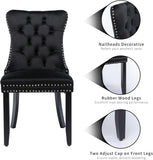 Black Velvet Dining Chairs Set of 4, Kitchen & Dining Room Chairs, Four Fabric Tufted Dinning Chairs