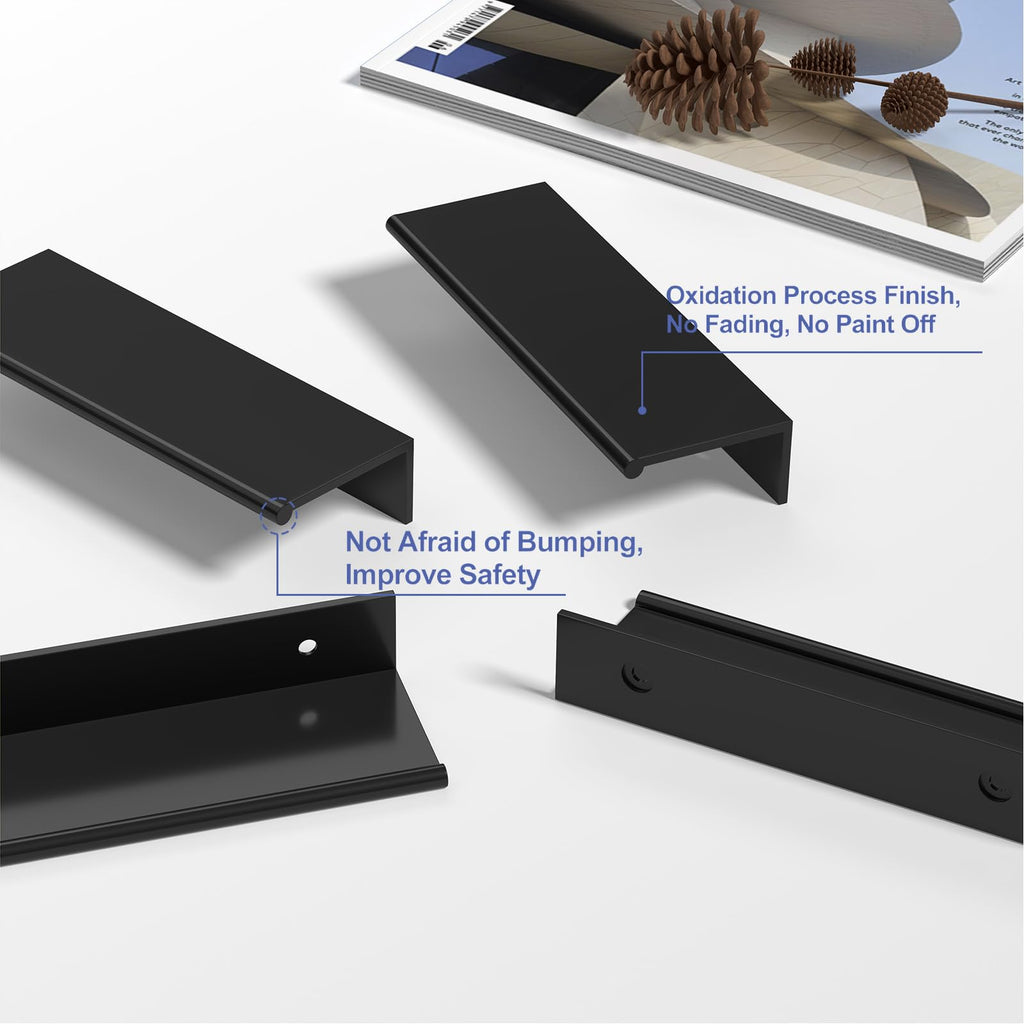 10 Pack Black Cabinet Pulls Kitchen Cabinet Handles 3" Finger Pulls