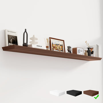 Floating Shelves, Walnut, 72 Inch Long, 9.3 Inch Deep, 1 Pack