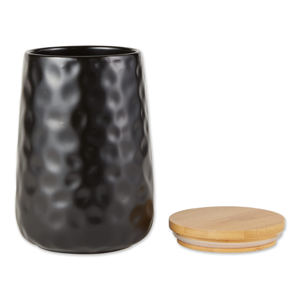 Kitchen Accessories Collection, Textured Matte Ceramic Canister Set, Black Dimple, 2 Piece