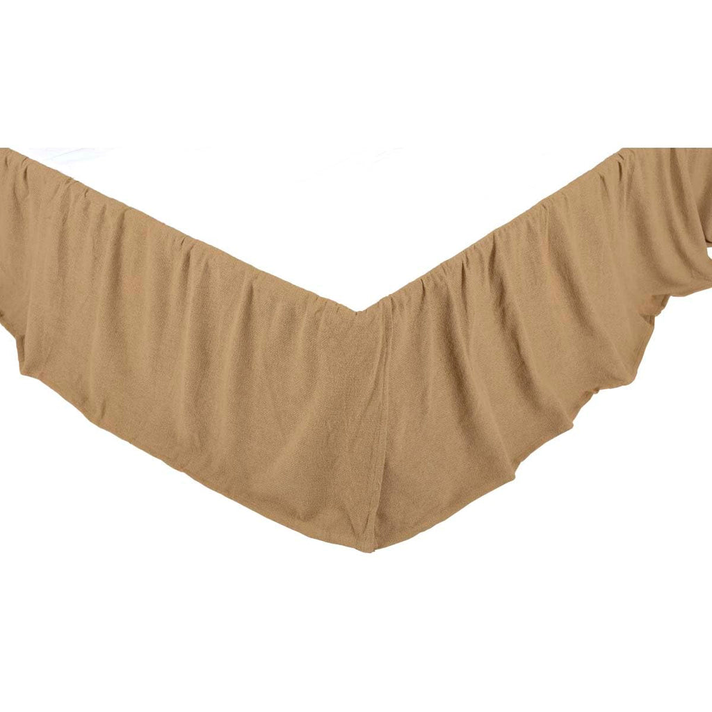 Burlap Solid Color Cotton Farmhouse Split Corners Gathered Bed Skirt, Natural Tan