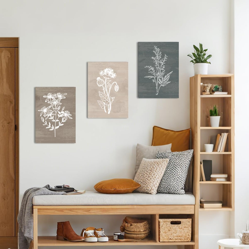 Neutral Botanical Plant Canvas 6 Pieces Wall Art Rustic Wall Decor Farmhouse Wall Paintings Botanical Prints Simple
