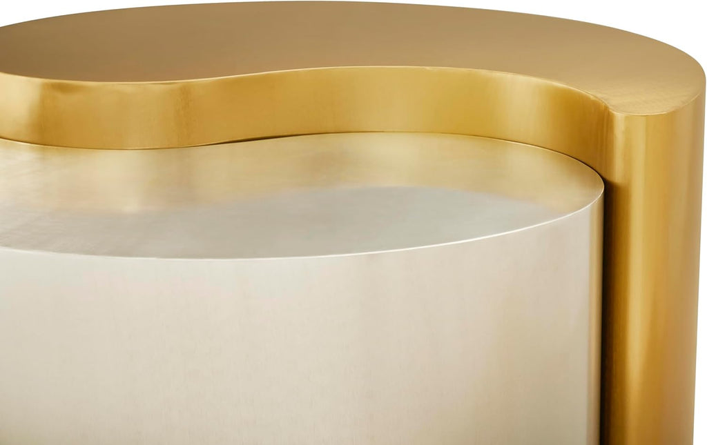Modern Contemporary Luxury Ying-Yang, Entryway, Home & Office, Gold & Silver Dual Tone Coffee Table (Coffee Table