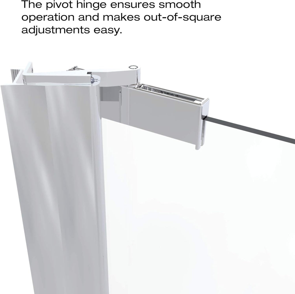 Armon 32.75 to 34.25 in. width, Semi-Frameless Pivot Shower Door, Obscure Glass, Silver Finish