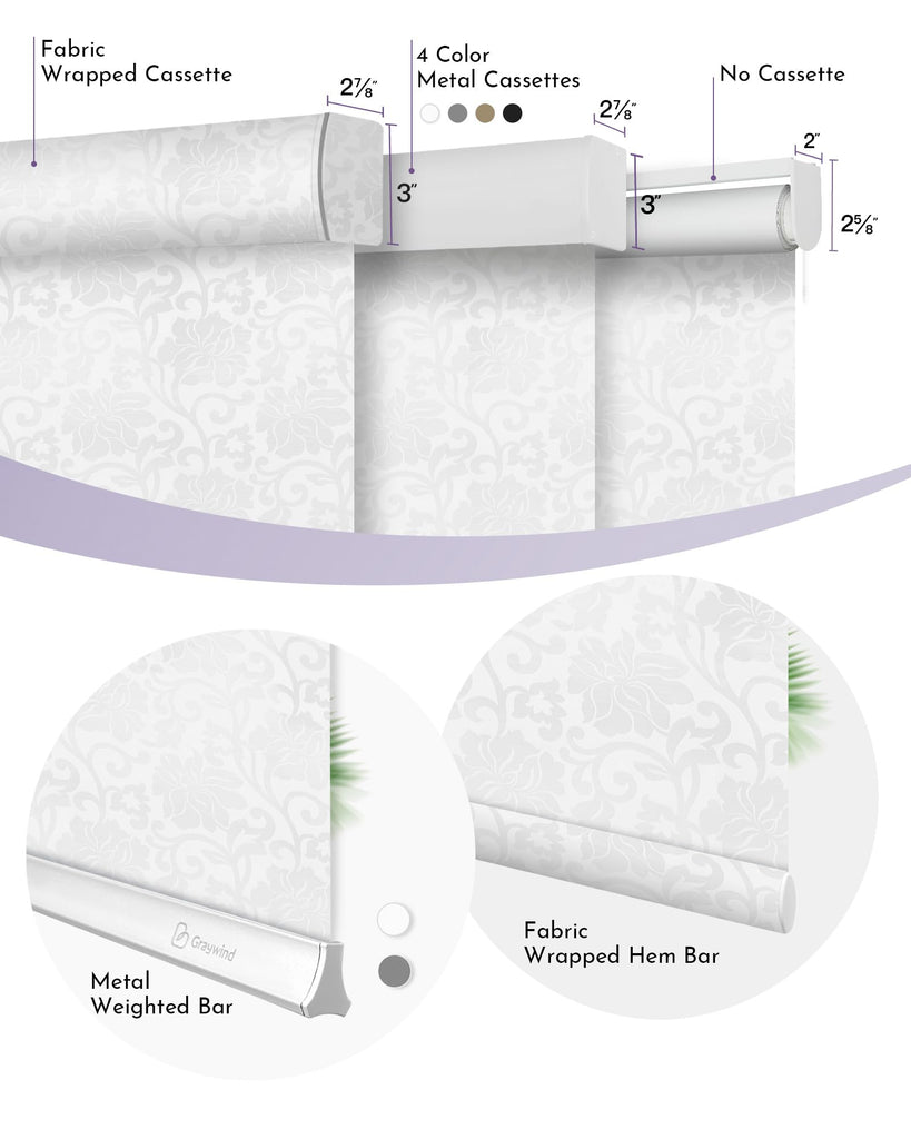 Smart Blackout Roller Shades Work with Alexa Google Patterned Textured Fabric Rechargeable Motorized Blinds Cordless