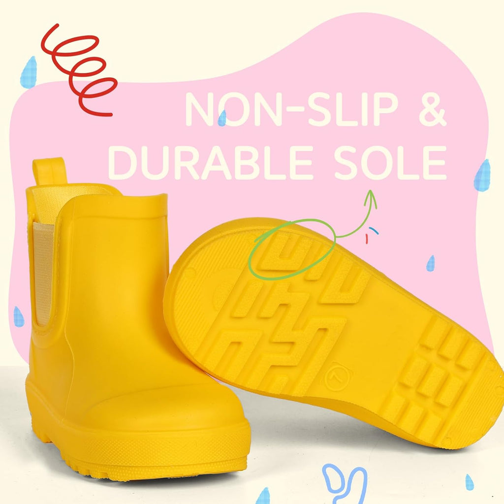 Kids Rain Boots for Girls Boys Waterproof Ankle Rubber Boots