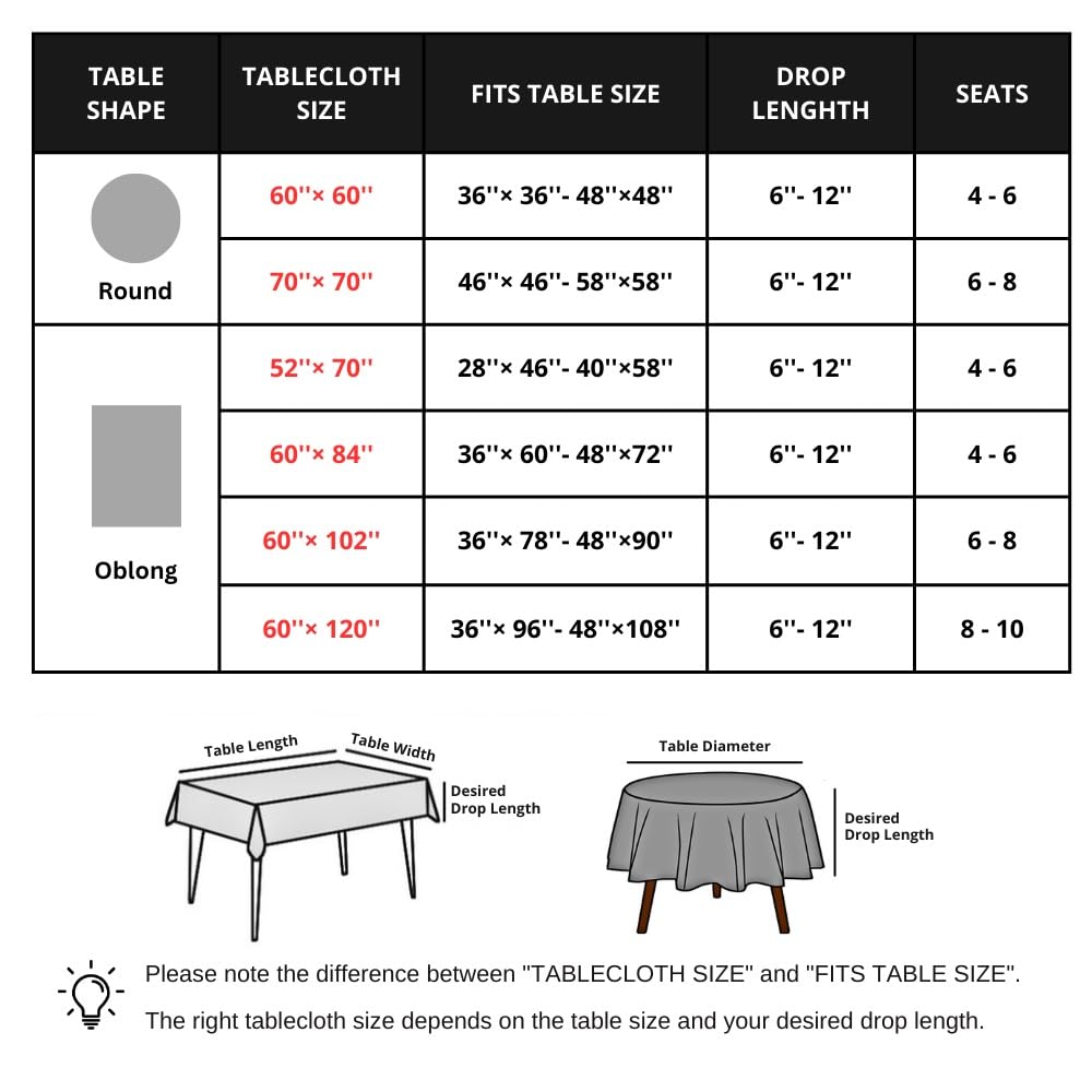 Rectangle Tablecloth 60" x 84" Winter Brown Plaid Table Cloth - Oblong Autumn Polyester Red Brown Harvest Checkered