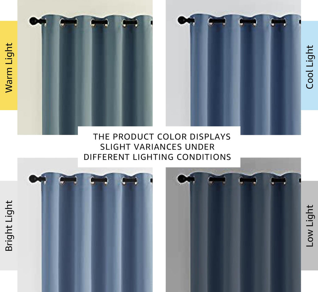 Stone Blue Blackout Curtains 84 Inches Long, W52xL84, 2 Panels