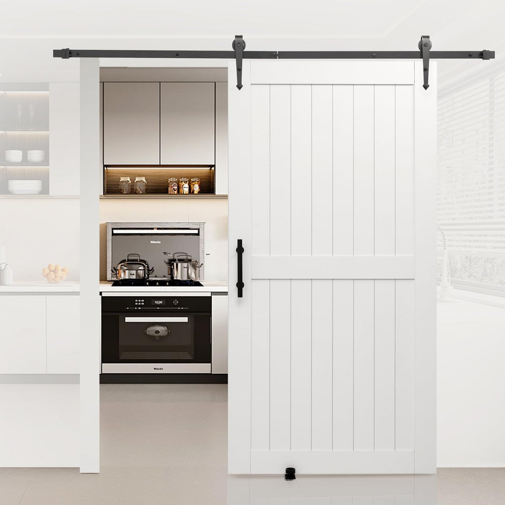 Sliding Barn Door, 42 x 84 inch, High-Strength MDF Panel, Barn Door with Hardware Kit, Water-Proof PVC Surface, Easy