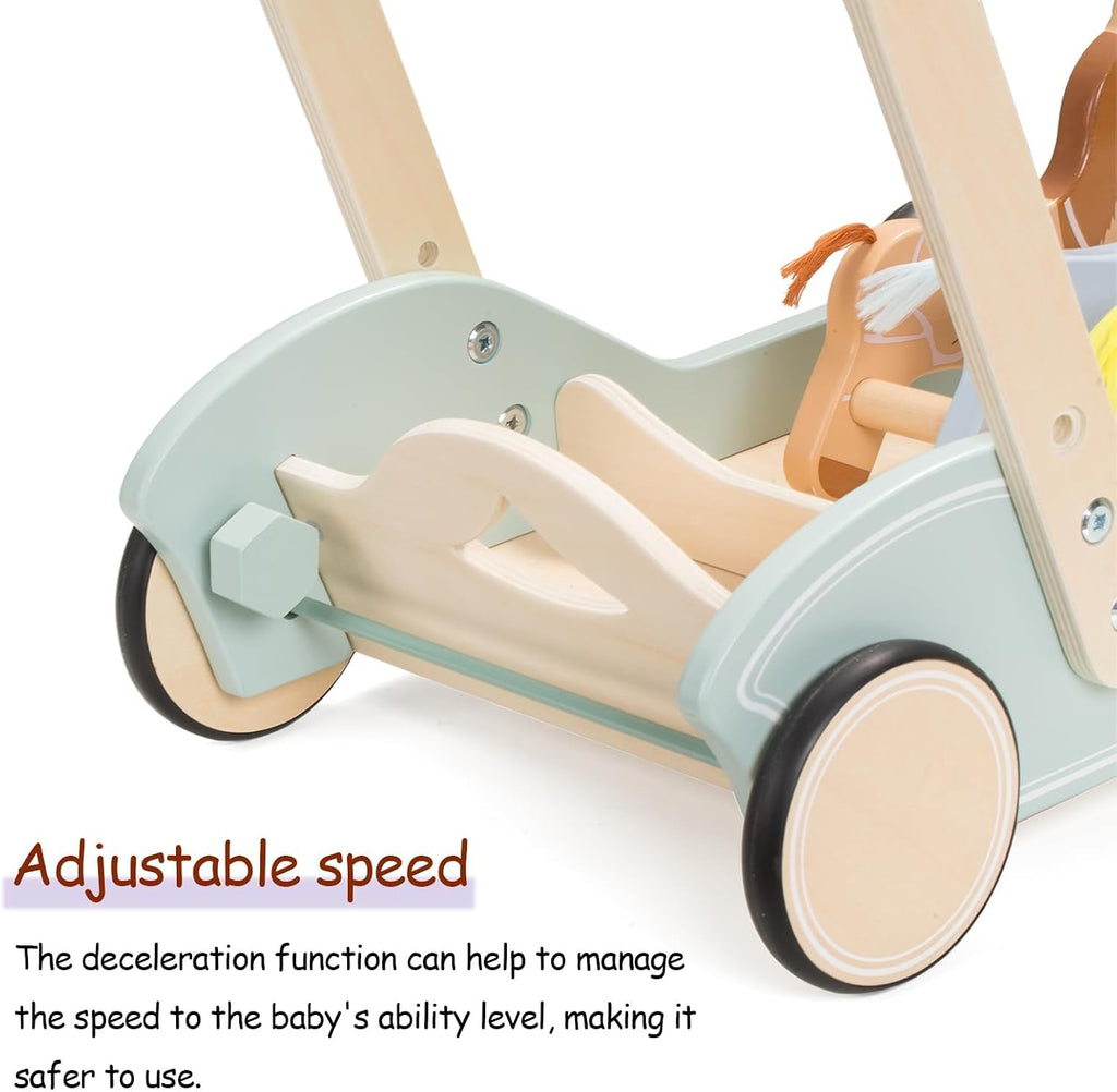 Galloping Ponies Wooden Baby Push Walker Gift for Boys Girls