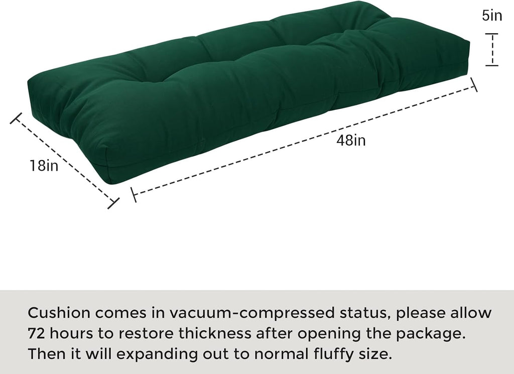 Outdoor Bench Cushion 48 x18 inch with Non-Slip Grips,Water Resistant Porch Swing Cushion,Bench Pillow Pads,Tufted
