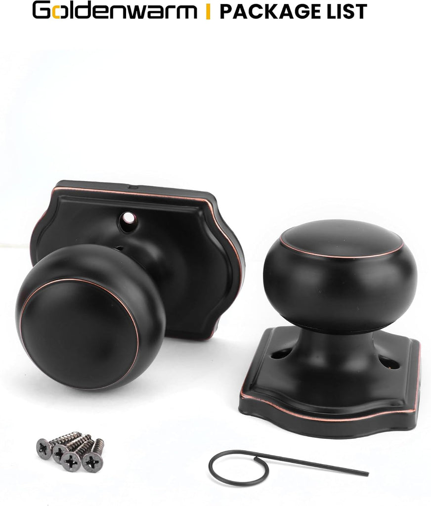 Oil Rubbed Bronze No-Function Dummy Door Knobs,Single-Side Door Knob Handles for Closet & French Doors, No-Turning