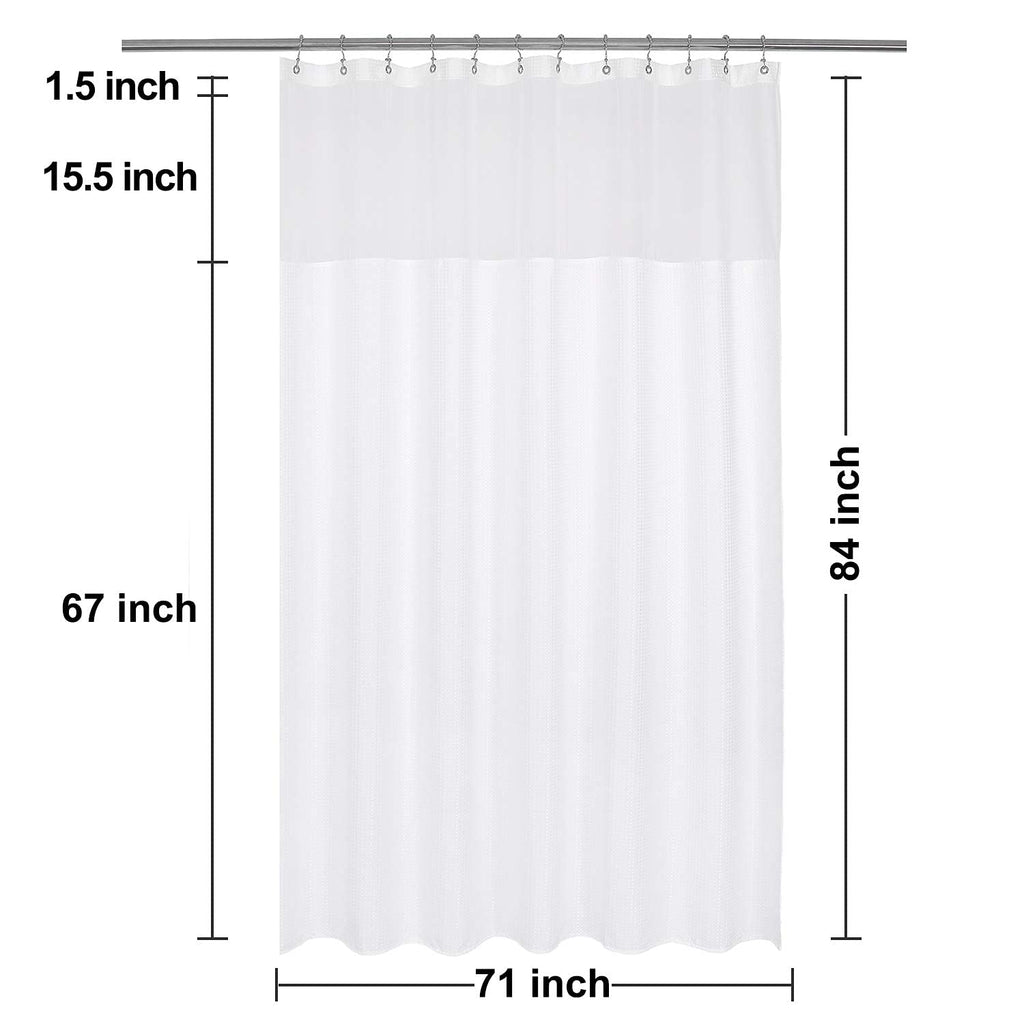 Extra Long Waffle Shower Curtain with Snap-in Liner White, 71x84
