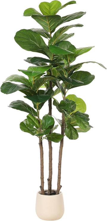 5ft Artificial Fiddle Leaf Fig Tree with White Planter