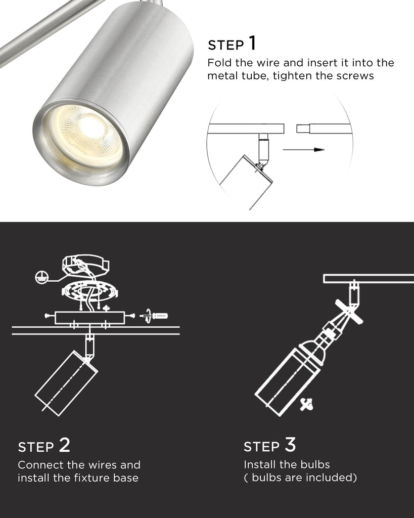 3000K LED Track Lighting, 53" Modern Track Lighting Kit, Come with Bulbs, Brushed Nickel Finish, GU10 Base