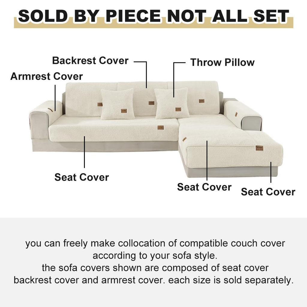 Sherpa Fleece Sofa Couch Covers Super Soft Warm Plush Sectional Couch Cover Luxury Fuzzy Furry Non Slip Sofa