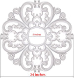 24" OD x 5" ID White Ceiling Medallion 4-Piece Set Ceiling Medallion for Chandelier Decoration, Quick and Easy