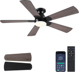 Flush Mount Ceiling Fan with Lights - 52Ó Indoor/Outdoor Ceiling Fan Light with Remote/APP, Low Profile Modern Fan Light with 6 Speeds, Dimming, for Living Room, Brown A101-B0F2F9BZ8W