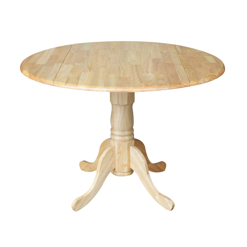 42" Solid Wood Drop Leaf Pedestal Dining Table