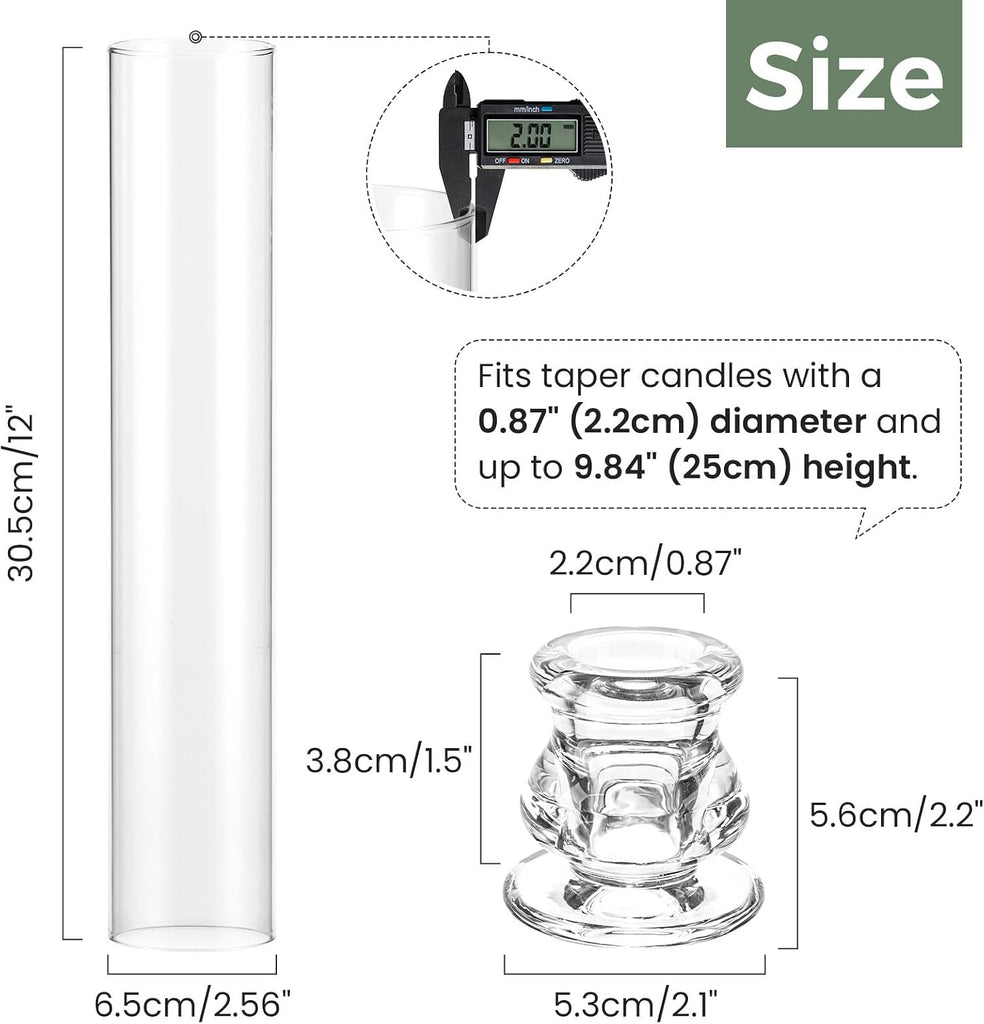 Hurricane Glass Candle Holders Set of 20 Clear Candlestick Holders | Candle Holder Bulk for Taper Candles with
