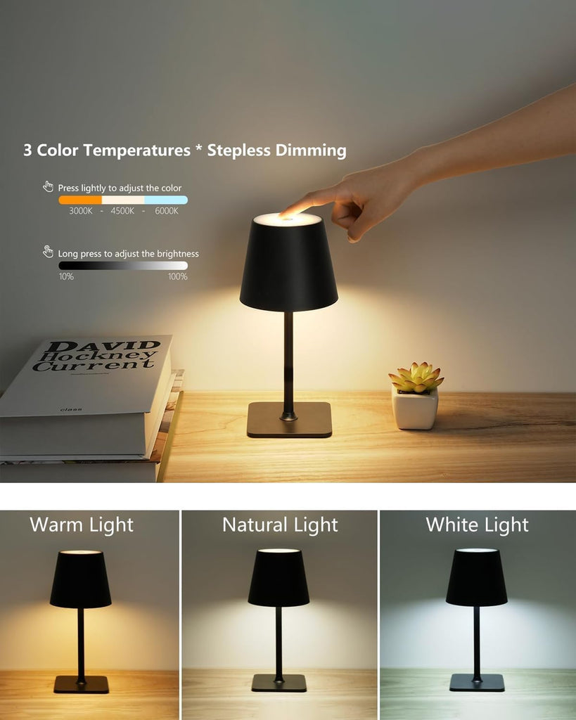 Cordless Table Lamp Rechargeable Black 4 Pack Battery Operated