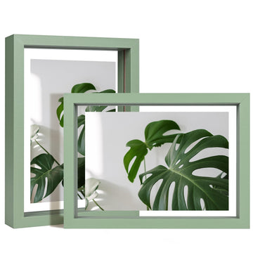 5x7 Floating Frames Set of 2, Double Plexiglass Picture Frame, Made of Solid Wood Display Any Size Photo up to 5x7
