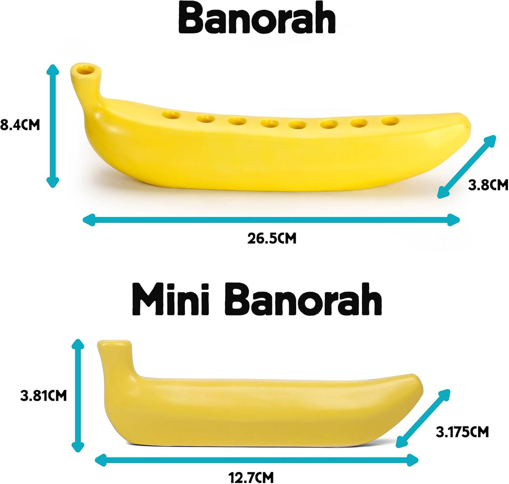 Novelty Ceramic BanorahTM - for Hanukkah, Chanukah Candle Holder - Fun, Banana Themed