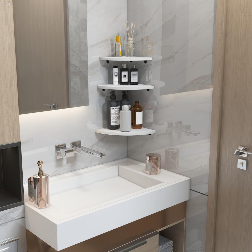 6 Pack Floating Corner Shelf Wall Mount (White)