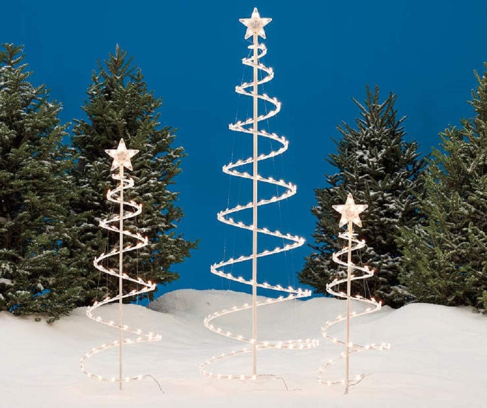 Set of 3 Lighted Spiral Christmas Trees - 3 Ft 4 Ft and 6 Ft