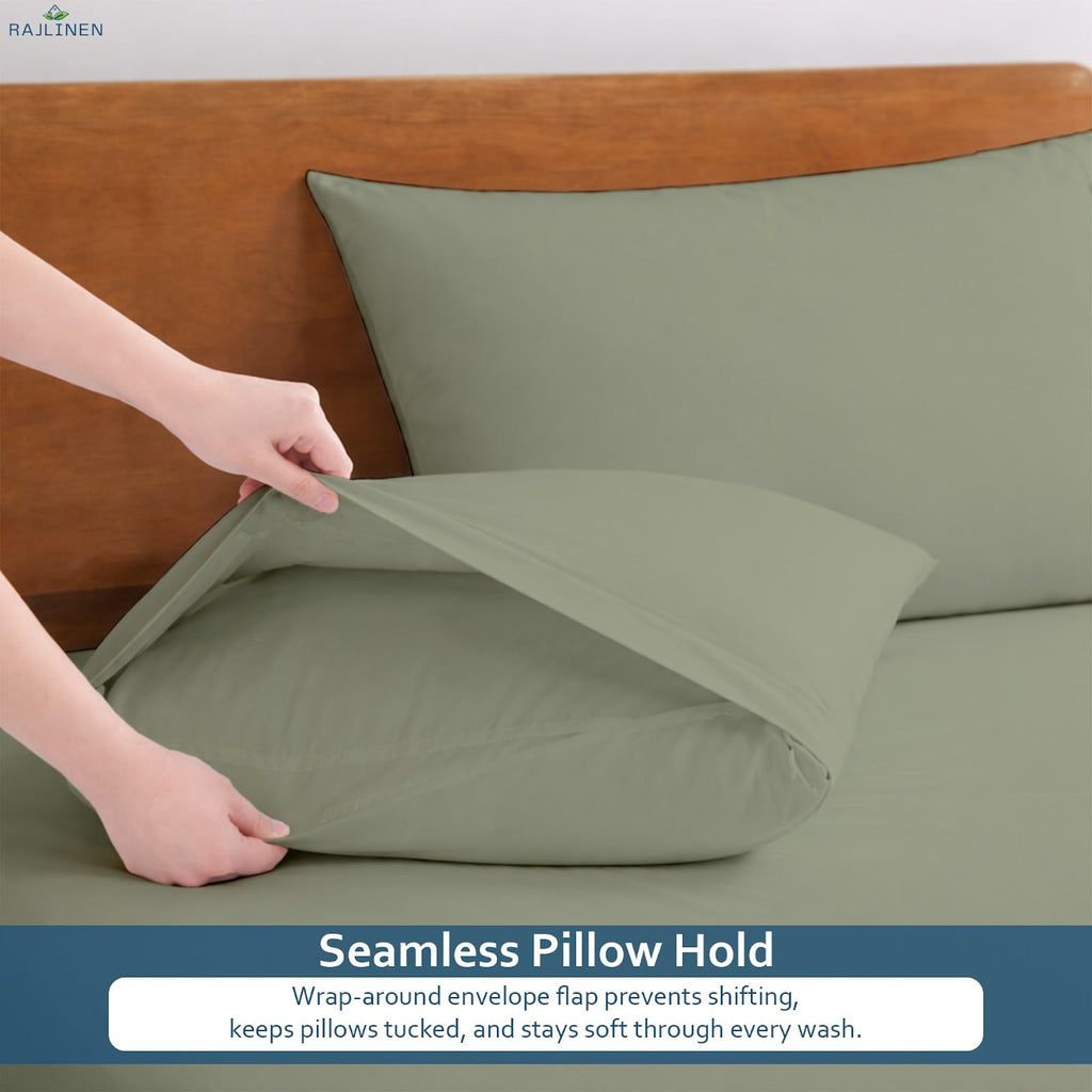 100% Cotton Short Queen Sheets Set, Cooling & Breathable Bed Sheets, 16 Inch Deep Pocket Fitted Sheet with All-Around