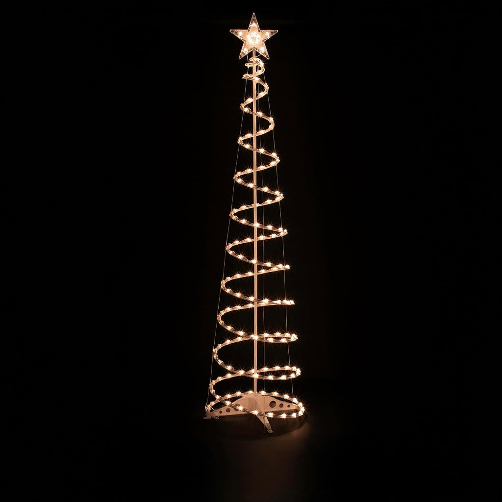 Pre-Lit Spiral Outdoor Christmas Tree with Star Tree Topper - 6' - Clear Lights
