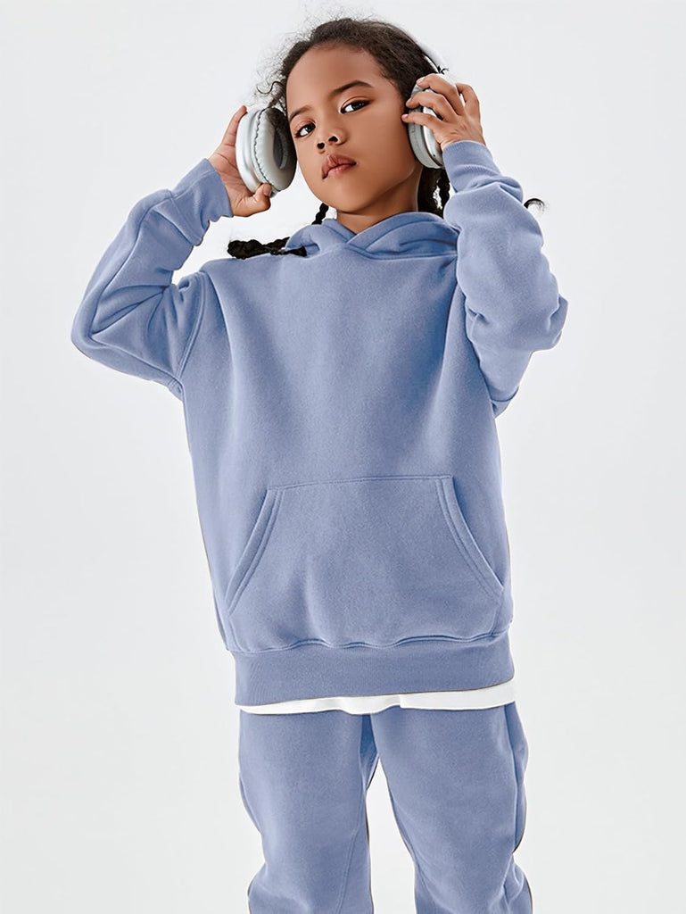 Kids Sweatsuit Girls Boys Fleece 2 Piece Outfits Hooded Sweatshirt and Jogger Sweatpants Athletic Clothing Sets