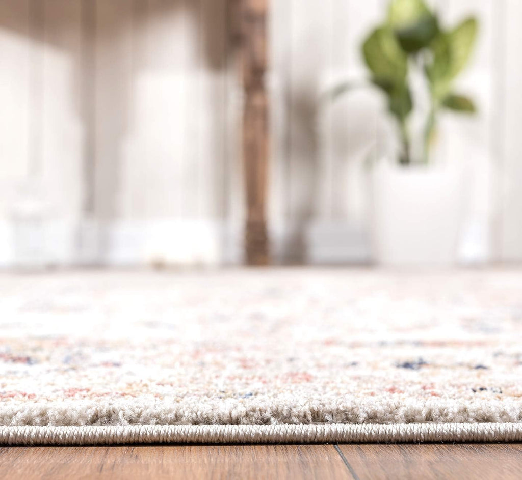 Traditional Cream & Beige Vintage 5'3" X 7'6" Area Rug, Babylon Collection - Oriental Medallion Distressed Rug, Rugs