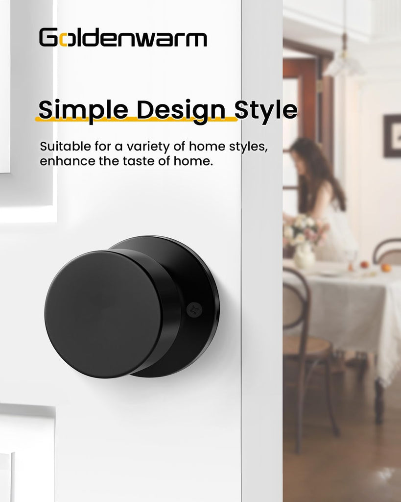 Matte Black Dummy Door Knobs, Non-Turning Interior Handle 1 Pack