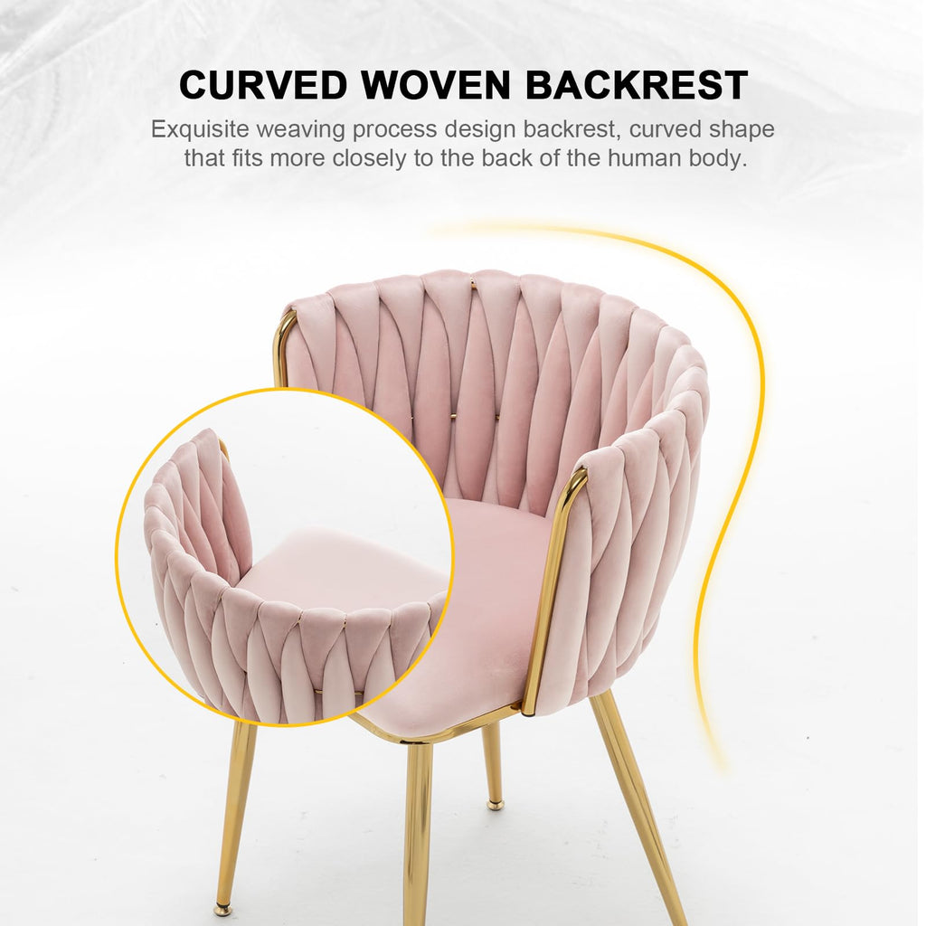 Velvet Dining Chairs Set of 4, Modern Upholstered Dining Chairs with Gold Metal Legs, Vanity, Kitchen, Living