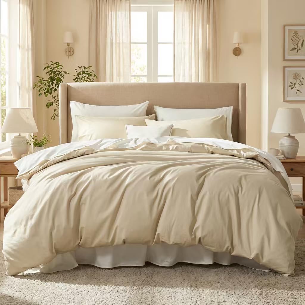 Duvet Cover King Size, 100% Egyptian Cotton 1000 Thread Count Ultra Soft 3-Piece Duvet Cover Set with Zipper Closure