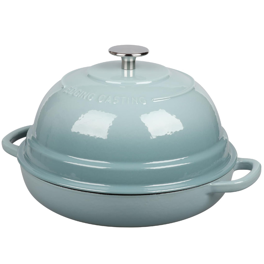 Enameled Cast Iron Dutch Oven Pot with Lid, Round Bread Oven made Sourdough Bread Baking, 6 Quart, Seasalt