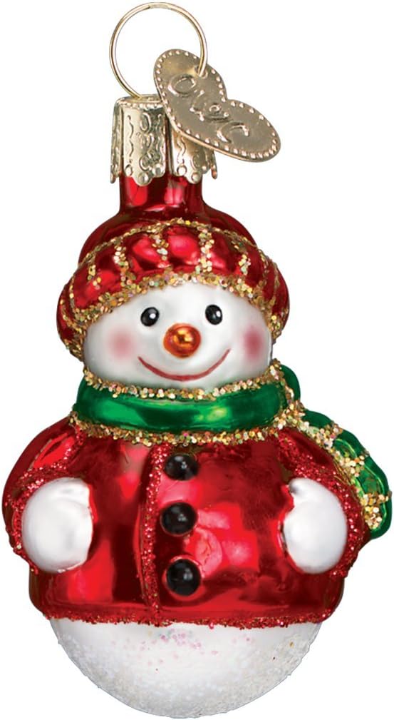 Mini Snowman Set Glass Blown Ornament for Christmas Tree, Handcrafted Holiday Decoration, Set Collection