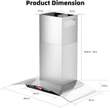 30 Inch Stainless Steel Wall Mount Range Hood 900 CFM 4 Speed Voice, Gesture & Touch Control Glass Canopy, Memory Function
