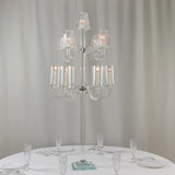 Efavormart Crystal Glass Floor Candelabra - 11-Arm Candle Holder for Taper & Tealight Candles, Classic Ribbed Empire