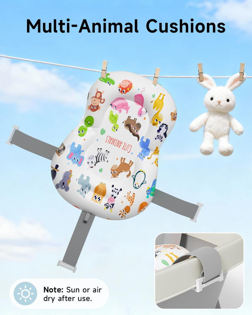 Collapsible Baby Bathtub, Large Baby Tub with Thermometer & Soft Cushion for Newborn to Month Toddler
