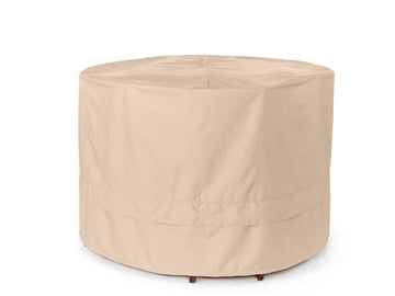 Ultima Round Fire Pit Cover, Polyester, 42Diax25H, Ripstop Tan
