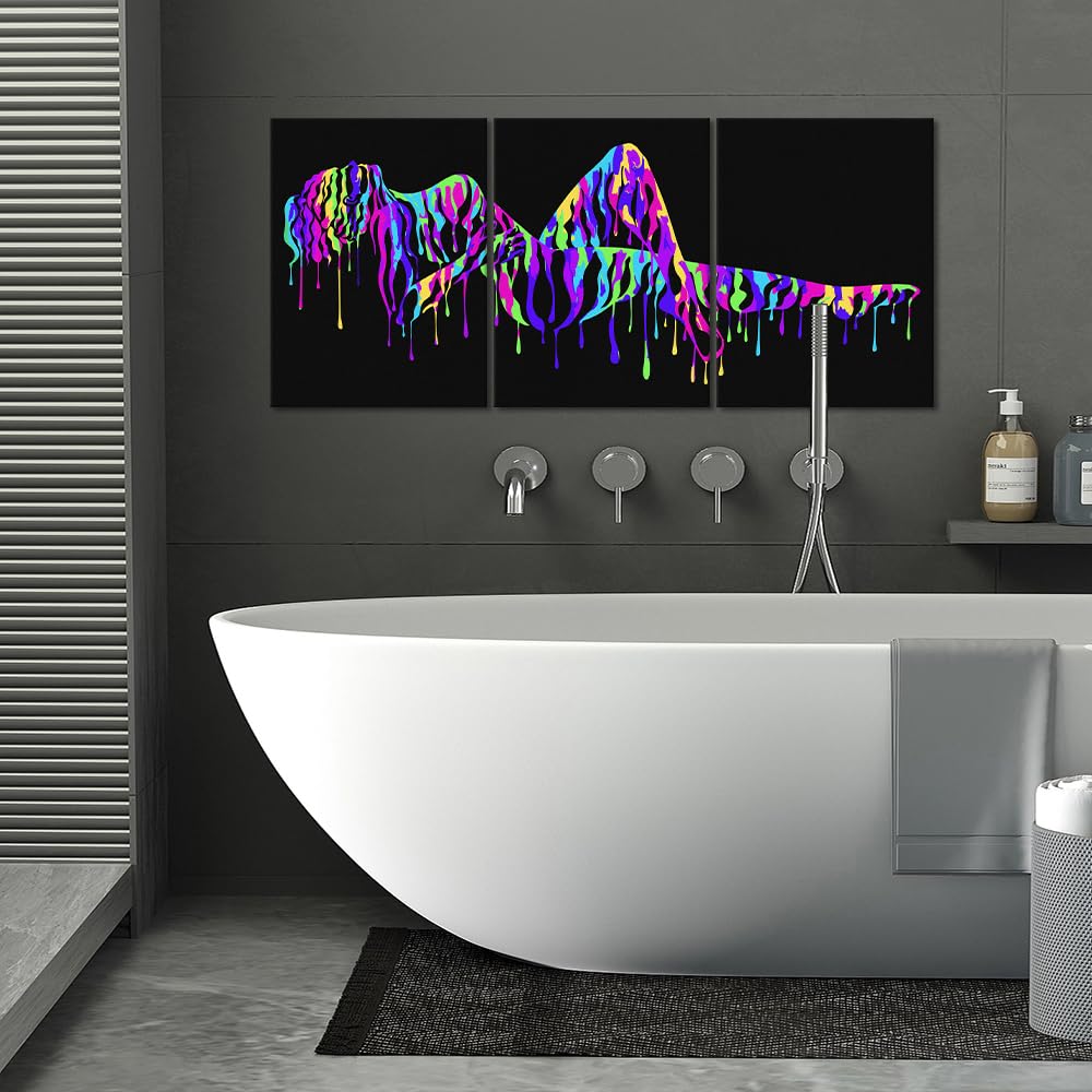 Abstract Woman Canvas Wall Art - Sexy Bedroom Wall Decor Naked Women Painting Female Body Print Colorful Girl Picture